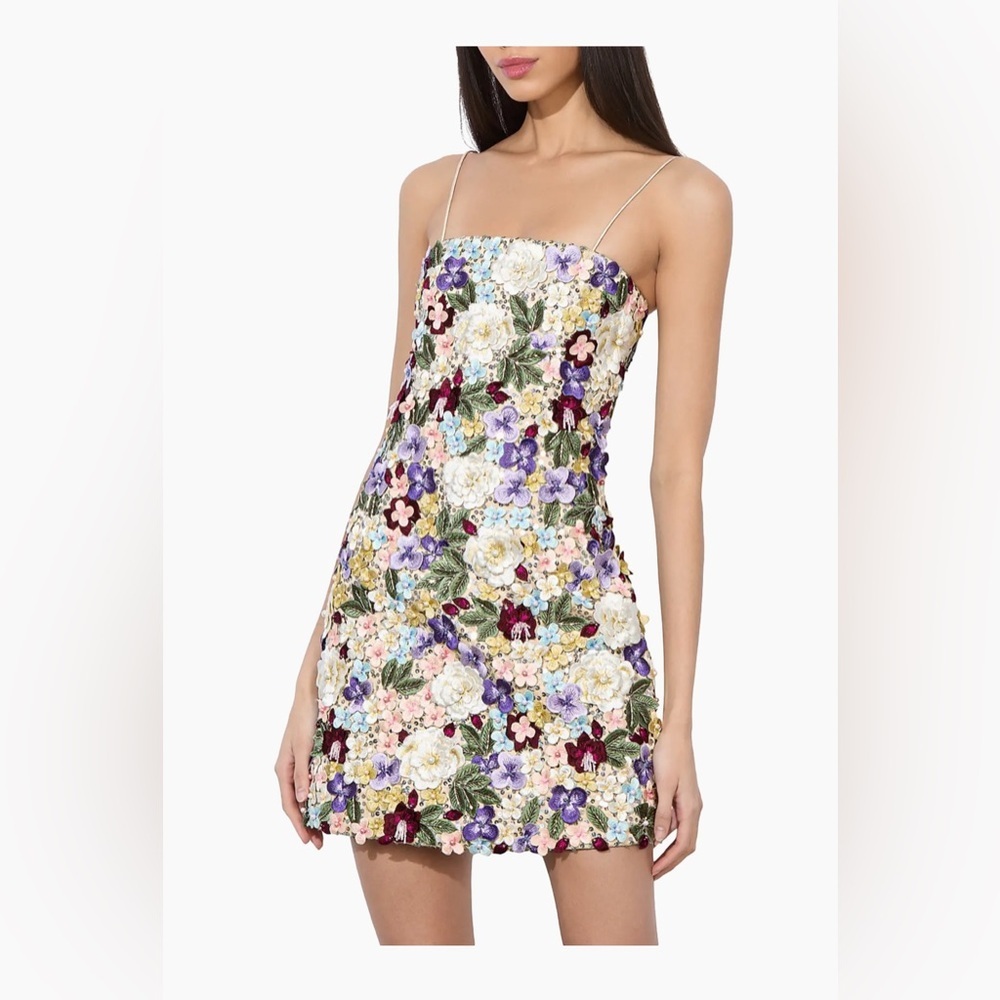 Alice + Olivia Velia Floral Embellished Minidress $1495 NWT Size 4 - Picture 3 of 13